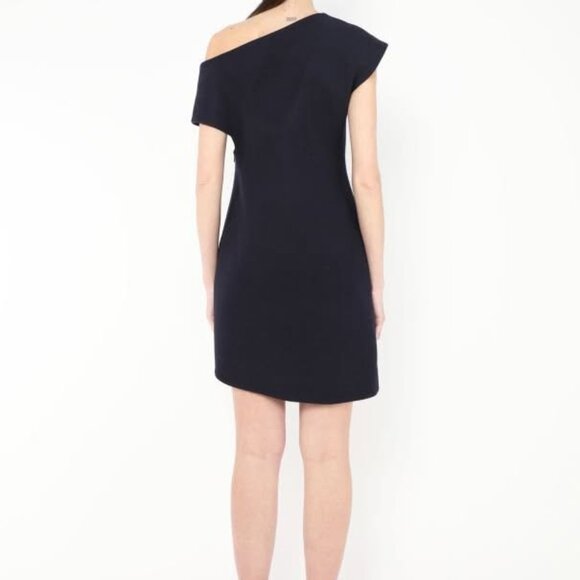 Jacquemus Asymmetrical Navy Wool Dress, - Picture 2 of 8